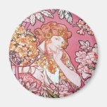 Vintage Pink Mucha Art Refrigerator Magnets
