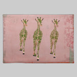 Vintage Pink Olive Giraffes Placemat placemats