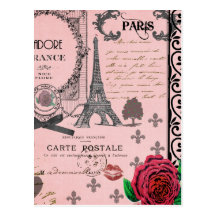 Vintage Pink Paris Collage Postcards