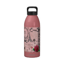 Vintage Pink Paris Collage water bottle