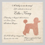 Vintage Pink Poodle Silhouette Baby Invitation invitations