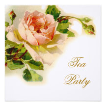 Vintage Pink Rose Bridal Tea Party Personalized Announcement