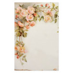Vintage pink roses vine painting stationery paper