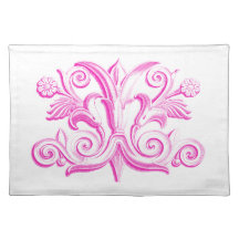 Vintage Pink Scroll Placemats