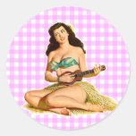 Vintage Pinup Lady Round Stickers