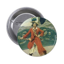 Vintage Pirate; Captain Keitt by Howard Pyle Pinback Buttons