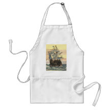 Vintage Pirate Ship Galleon Sailing the Ocean Apron