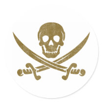 Vintage Pirate Round Sticker