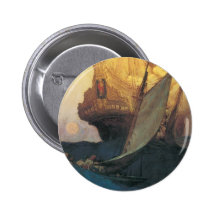 Vintage Pirates, Attack on a Galleon, Howard Pyle Pinback Buttons