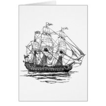 Vintage Pirates, Sketch of a 74 Gun Ship Cards