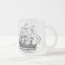 Vintage Pirates, Sketch of a 74 Gun Ship Mugs
