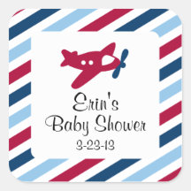 Vintage Plane Airmail Square Stickers