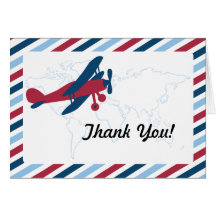 Vintage Plane Airmail Thank you Card