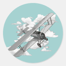 Vintage Plane Round Sticker