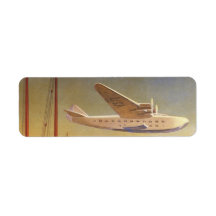 Vintage Plane Travelling on Vacation in the Orient Return Address Labels