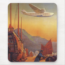 Vintage Plane Travelling on Vacation in the Orient Mousepad