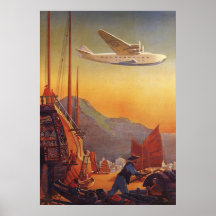 Vintage Plane Travelling on Vacation in the Orient Print