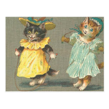 vintage playful kittens post cards