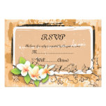Vintage plumeria ivy orange white RSVP card Custom Invitations