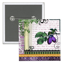 Vintage Plums Fruit Collage Pins
