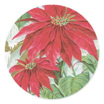 Vintage Poinsettia Illustration Stickers