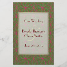 Vintage Poinsettia Pattern WEDDING Program Personalized Flyer