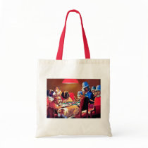 Vintage Poker Dog Art:  Pinched with Four Aces Canvas Bags