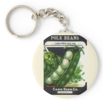 Vintage Pole Lima Beans Seed Packet Label Art Key Chains