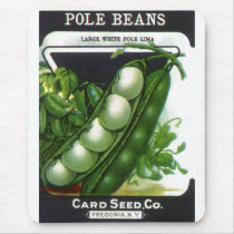 Vintage Pole Lima Beans Seed Packet Label Art Mousepads