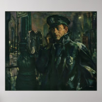 Vintage Policeman on an Emergency Phone Posters