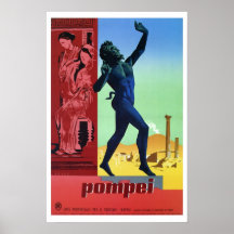 Vintage Pompeii Italian travel Poster