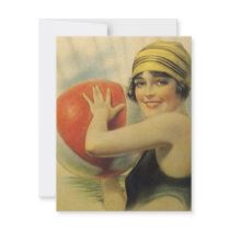 Vintage Pool Party Beach Invitation Flapper Cloche