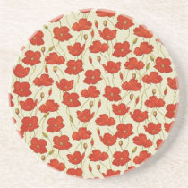 Vintage Poppies Drink Coaster