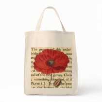 Vintage Poppy Antique Botanical Collage Bag