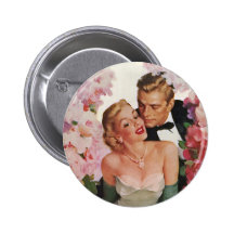 Vintage Portrait, Bride Groom, Newlyweds w Flowers Pin