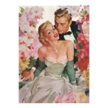 Vintage Portrait, Bride Groom, Newlyweds w Flowers Invites