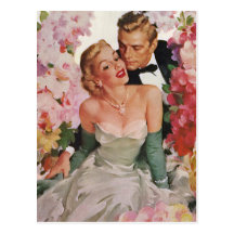 Vintage Portrait, Bride Groom, Newlyweds w Flowers Post Cards