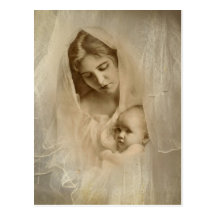 Vintage Portrait, Loving Mother Holding Baby Child Post Cards