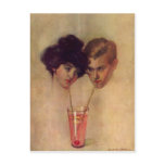 Vintage Postcard With Refreshing Young Couple