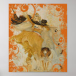 Vintage Poster Collie Dog and Fashion Diva