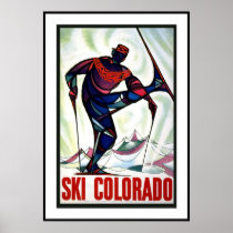 Vintage Poster Print Colorado Skiing