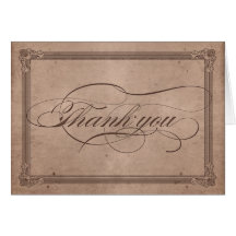 Vintage Poster Rustic Cocoa Brown Thank You Card