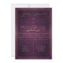 Vintage Poster Style Purple DIY Wedding Invitation