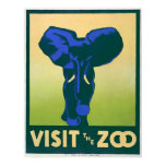 Vintage Posters, Visit the Zoo Elephant WPA Poster posters