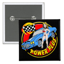 Vintage Power Plus Retro Muscle Car Buttons