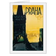 Vintage Prague (Praha) Poster Card