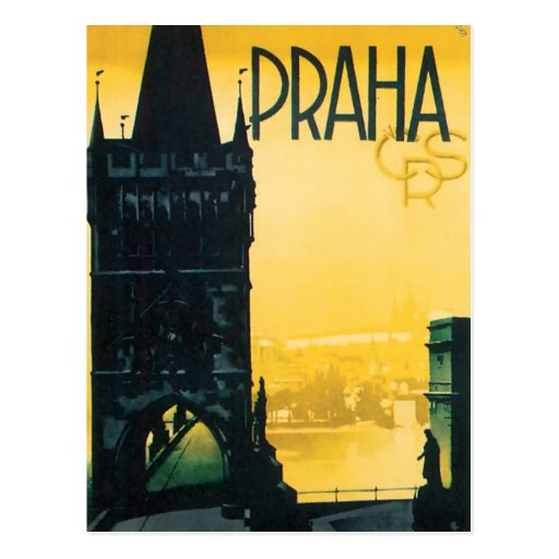 Vintage Prague (Praha) Poster Postcard