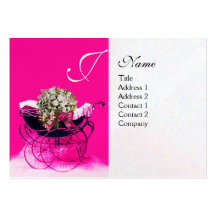 VINTAGE PRAM WITH FLOWERS  BABY SHOWER,pearl paper Business Card