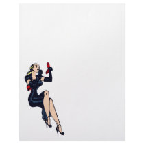 Vintage Pretty Blonde Retro Glamour Girl Pinup Letterhead Template