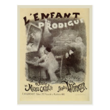 Vintage Prodigal Son mime black and white drawing Postcards